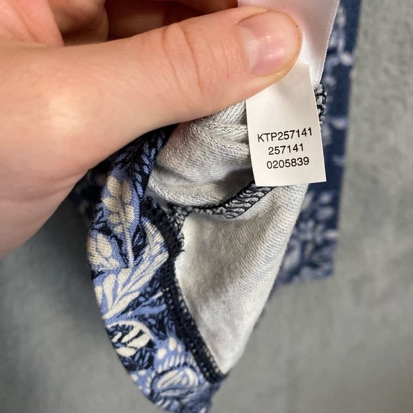 J jill Pure Jill eco terry top floral blue Lenzing blend soft casual stretch M - Picture 3 of 12